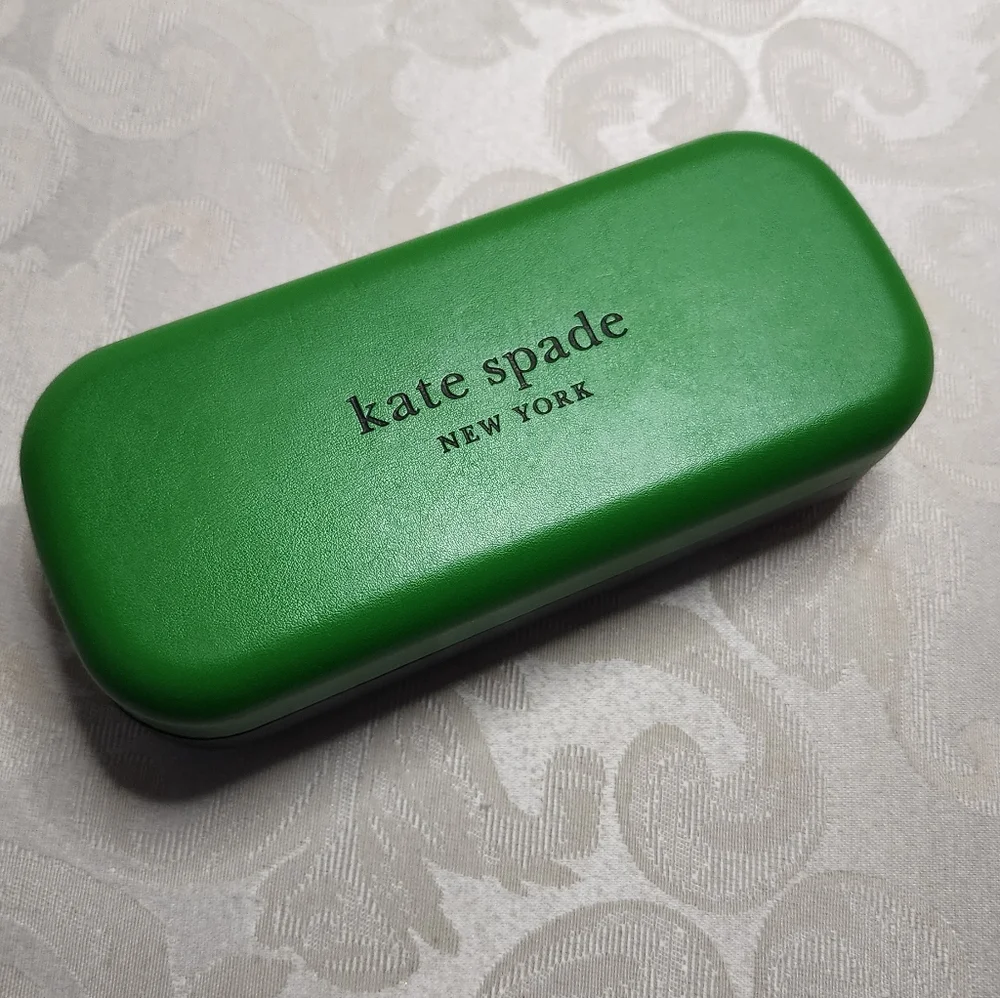 KATE SPADE GREEN HARD EYEGLASS CASE BLACK INTERIOR